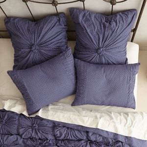 Anthropologie Lazybones Polka Dot Rosette Euro Sham Set